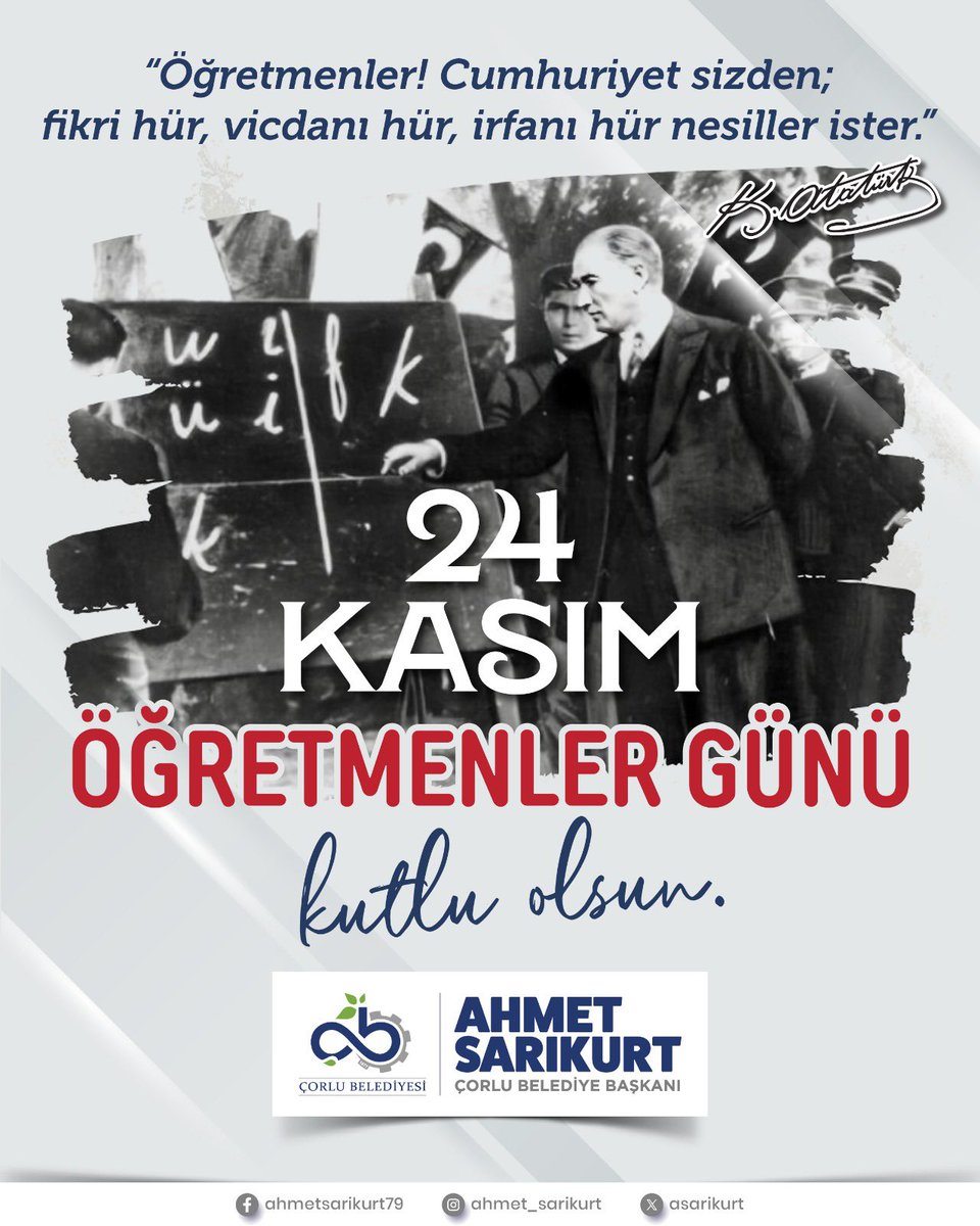 asarikurt's tweet photo. Başöğretmenimiz Mustafa Kemal Atatürk başta olmak üzere; aydınlık, çağdaş ve geleceğe umutla bakan nesiller yetiştiren tüm öğretmenlerimizin Öğretmenler Günü kutlu olsun. 💐✏️📚
#24KasımÖğretmenlerGünü https://t.co/oAvEzGG2MK