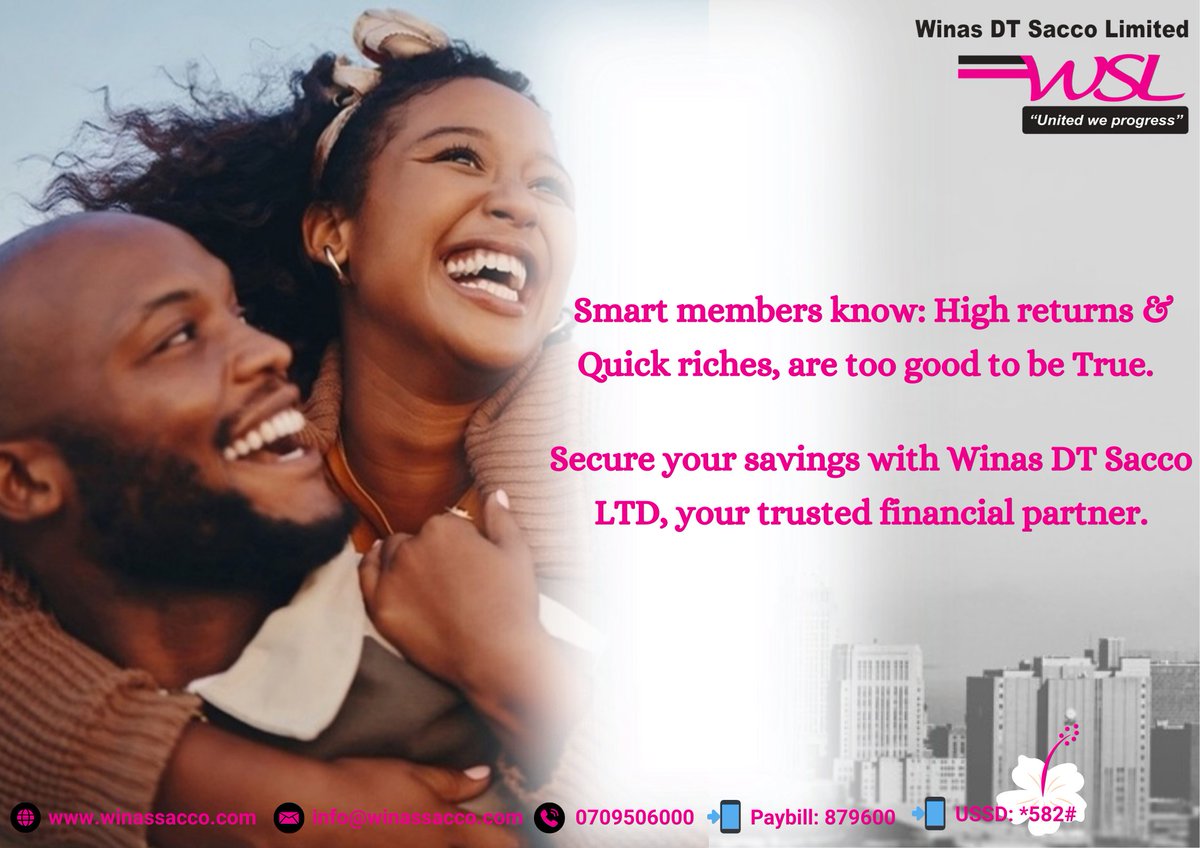 Winassacco's tweet photo. Wakuu, msi uziwe uongo!!! invest wisely in your trusted Winas Sacco and get good, assured and safe returns. Make your money work safely and smarter for you. π΅π΅.
#passiveincome
#smartinvesting
#goodreturns
#UnitedWeProgress
#WinasDTSacco https://t.co/H9JpdSoNu6