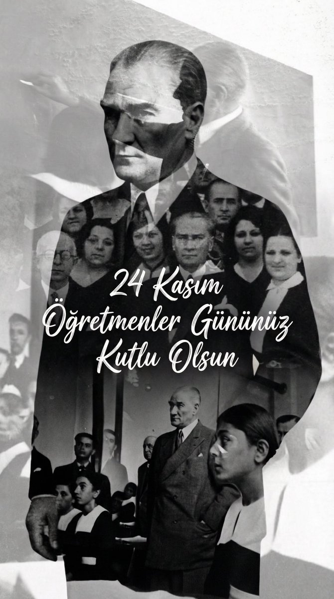 Tüm öğretmenlerimizin 24 Kasım Öğretmenler Günü’nü kutluyorum. Bu tasarımı Gemini içinden Nano Banana Pro ile oluşturarak, Atatürk’ün gerçek fotoğraflarından bir kolaj hazırlamasını istedim. Örnek bir prompt aşağıda 👇