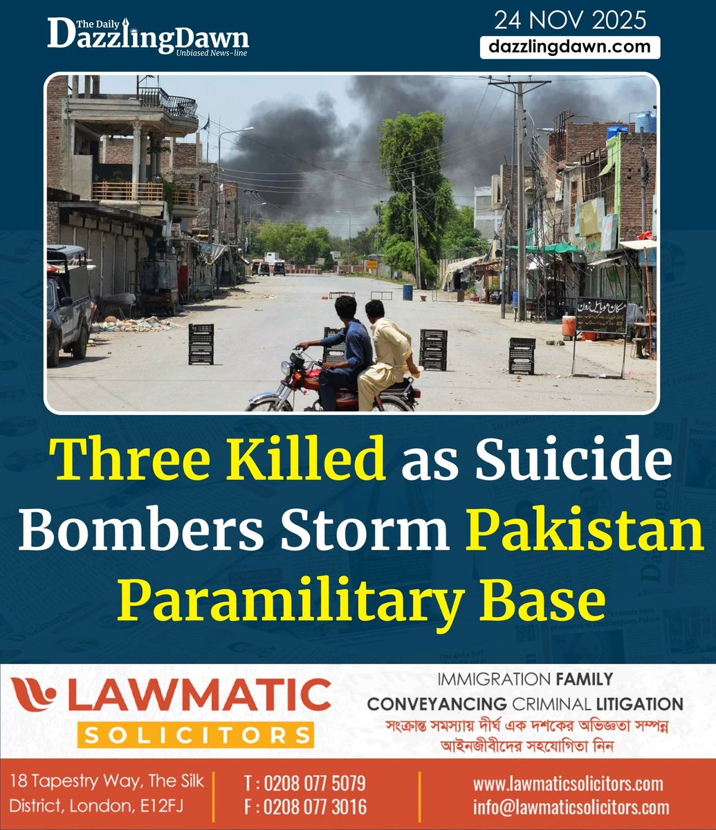 soral88's tweet image. Three personnel were killed and at least five others injured on Monday when three suicide attackers targeted the headquarters of a Pakistani paramilitary unit in Peshawar, officials reported.

#Pakistan #Peshawar #suicide #paramilitary #breakingnews‌