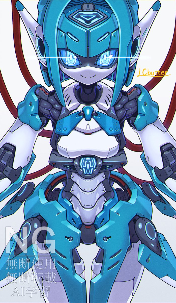 LCbutter's tweet image. 名刺用に描いたメカ娘ちゃんです