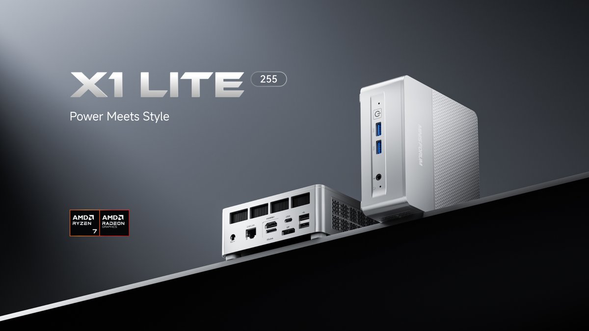 Hi_MINISFORUM's tweet image. Meet the new MINISFORUM X1 Lite — ultra-compact, lightweight, and powered by the AMD Ryzen™ 7 255 + Radeon™ 780M.

🔗 Learn more: s.minisforum.com/4rho16p

A budget-friendly mini PC at only 0.67kg, perfect for everyday productivity, light content creation, and clean, minimalist…