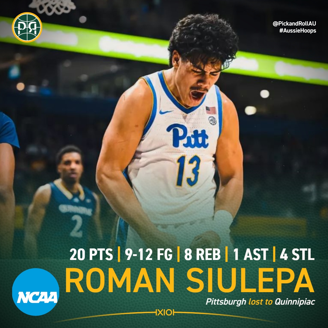 PickandRollAU's tweet image. Freshman Roman Siulepa shot 9-12 from the field for a new career-high 20 points alongside 8 rebounds and 4 steals as Pittsburgh lost to Quinnipiac at the Skyscanner Legends Classic, 75-83.
#AussieHoops #NCAAMBB