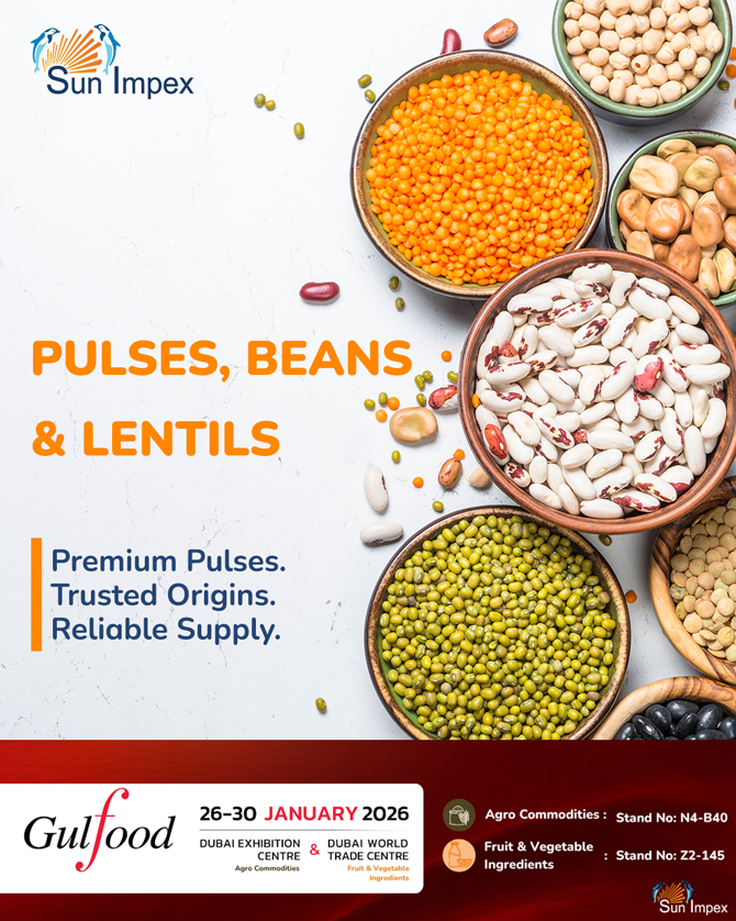 We're headed to Gulfood Dubai 2026

Join us at the world's biggest food show as we showcase our premium products from trusted origins.

📅 Jan 26-30, 2026
📍 Dubai Exhibition Centre 
🎪 Stand N4-B40

See you there! 

#Gulfood2026 #Dubai #FoodExpo #SunImpex #TradeShow