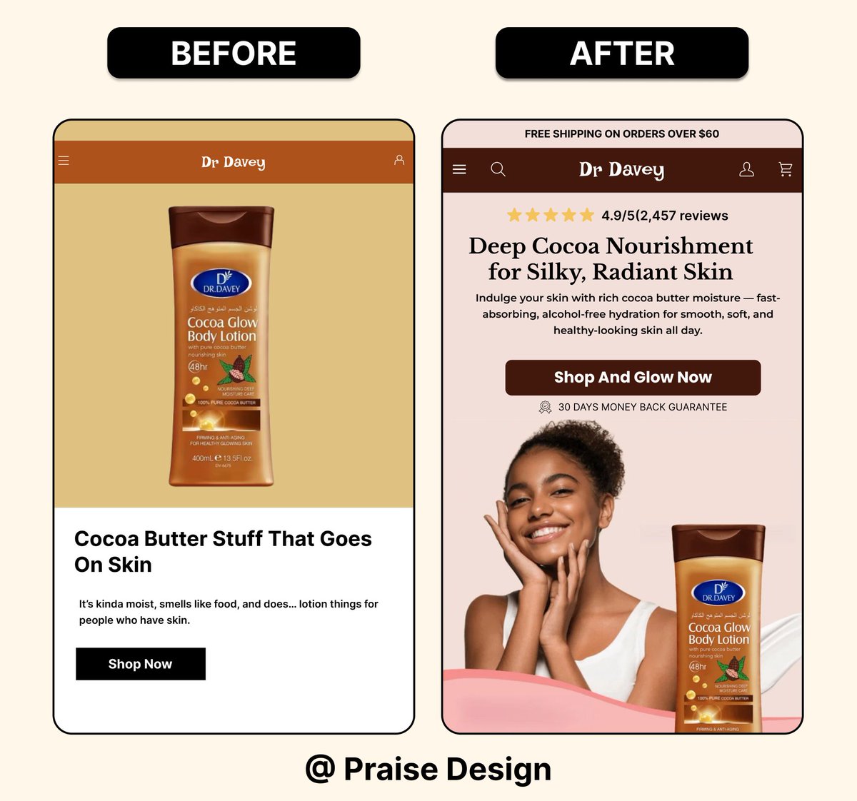 danelvis354's tweet image. Hero Section I revamped for @Drdavey
Which One Will Convert More? 
Before or After?  
#WebDesignTip #DTC #ecommerce
