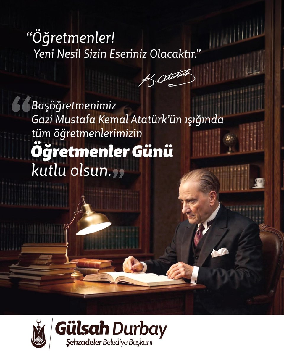 Başöğretmenimiz Gazi Mustafa Kemal Atatürk’ün ışığında, çocuklarımıza bilgi, emek ve sevgiyle rehberlik eden tüm öğretmenlerimizin Öğretmenler Günü’nü kutluyorum.🤍
