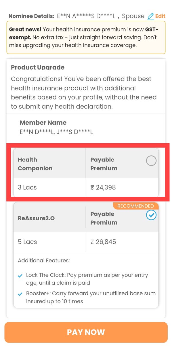 jillsdaniel's tweet image. Genuine question. 
Did anyone get the benefit of the revolutionary next Gen GST exemption for health insurances?

I paid ₹25,389 in 2024-2025, which is 21,500+18%.
Now it&apos;s 24,398 for renewal without GST 😵‍💫😵‍💫.

I&apos;ve zero claims last year. 😭

#NextGenGSTReforms #GST