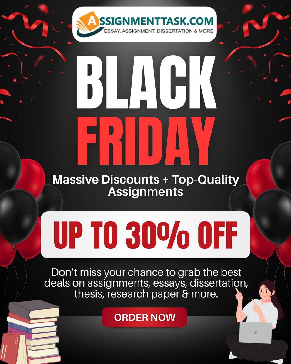 AssignmentTask's tweet image. Black Friday Assignment Help Deals Are LIVE! 🔥

Struggling with deadlines, tough topics, or multiple submissions?

Visit at: tinyurl.com/msrzhcmu

#blackfridaydeals #assignmenthelp #homeworkhelp #blackfridaysales #assignmenttask #blackfridaysavings #blackfridayoffers