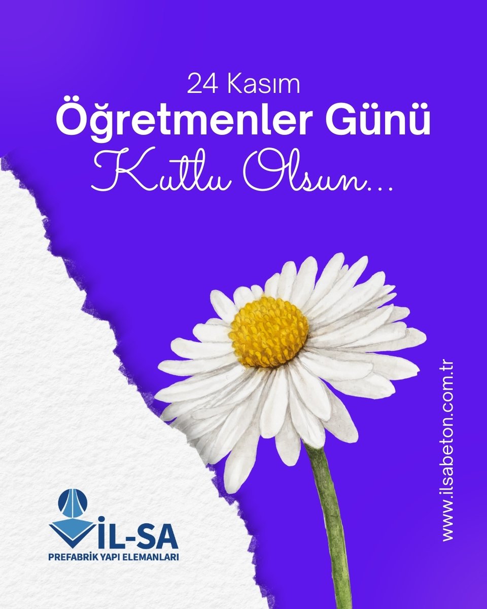 📚 24 Kasım Öğretmenler Günü Kutlu Olsun | İlsa Beton

Eğitimin ışığını yakan, geleceğimizi şekillendiren tüm öğretmenlerimizin 24 Kasım Öğretmenler Günü’nü kutluyoruz.
Öğretmenler; bilgiyi sevgiyle buluşturan, bireyleri topluma kazandıran en değerli yol göstericilerimizdir.