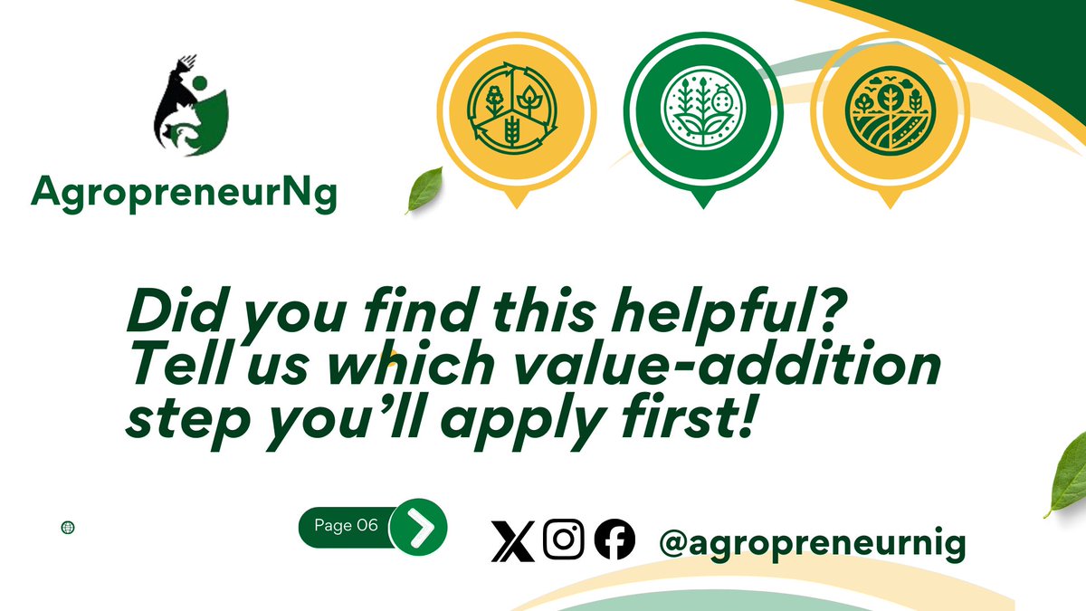 Agropreneurnig's tweet image. Small changes bring bigger profits.
👉 Which one will you try first?
#AgropreneurNG #AgriTips #ValueAddition #Agribusiness