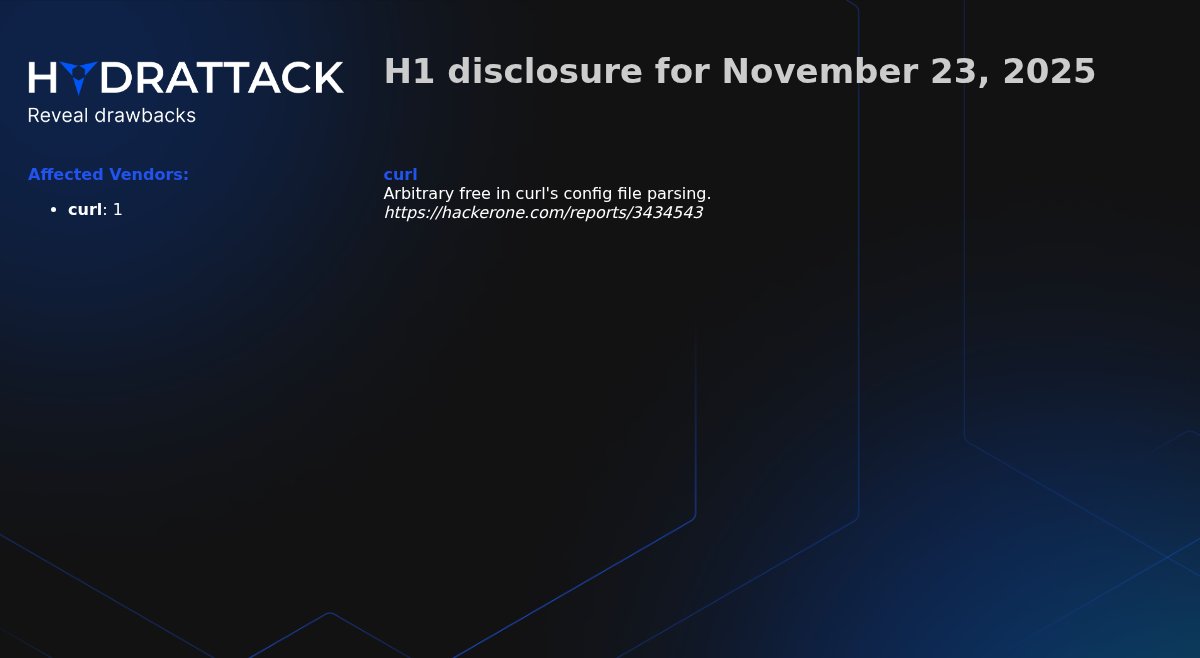 EASM_HydrAttack's tweet image. #HackerOne (h1) disclosure report for November 23, 2025:

curl: 1

#h1 #report #vulnerabilities #hydrattack

More details: t.me/HydrAttack