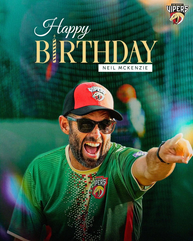 TheDesertVipers's tweet image. From technique to temperament, he polishes it all! ✨

A very happy birthday to our Batting Coach, Neil McKenzie! 🐍🎉

#DesertVipers #FangsOut