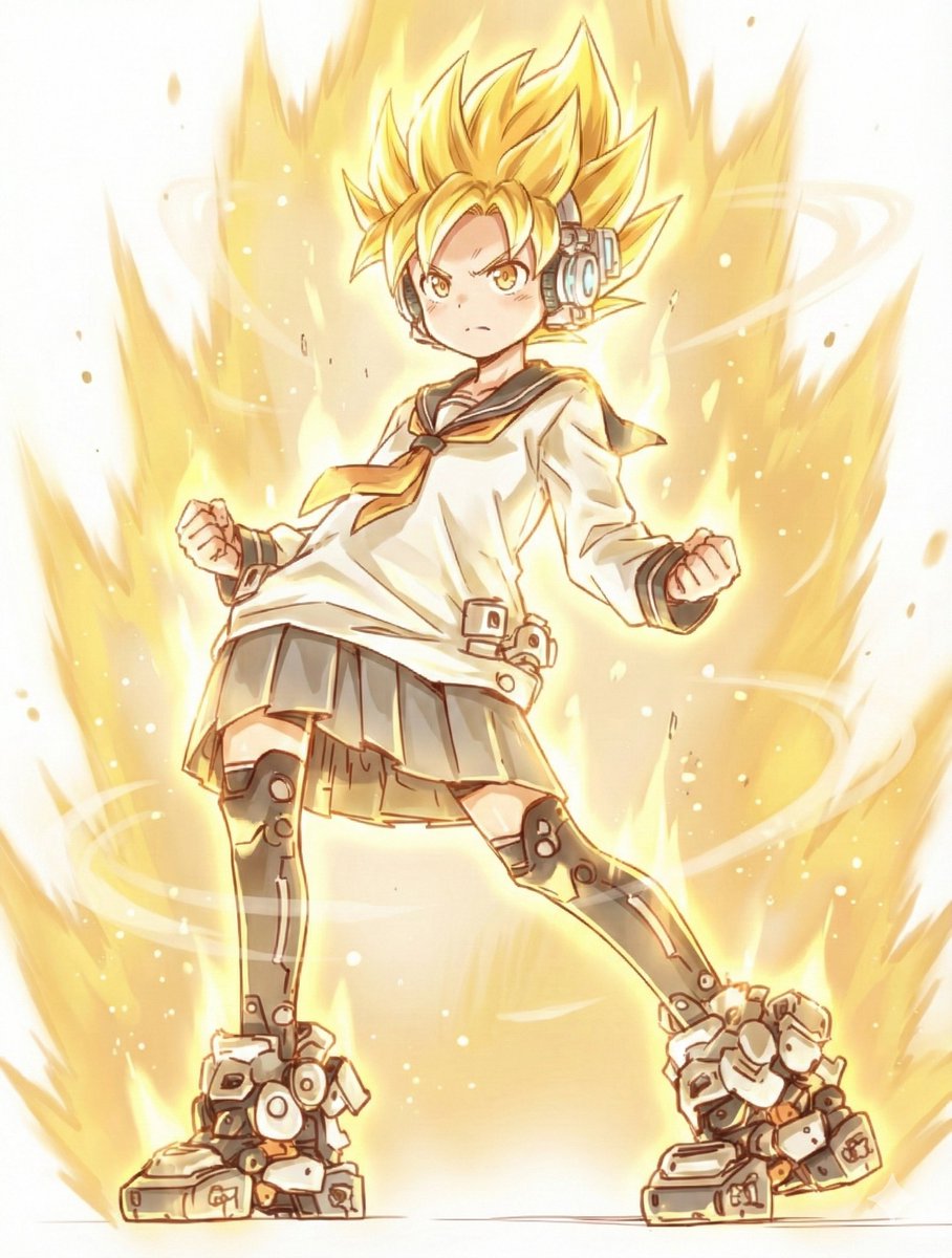 munou_ac's tweet image. Nano Banana Proで遊ぼう
【キャラクターを”超化”するプロンプト】1/6
⠀
キャラクターを”超化”するプロンプトです。
顔・服装などの特徴は維持したまま
髪の色と髪型を変更します。
ポーズは&quot;覚醒ポーズ”に変更します。
⠀
背景は参照画像を維持します。
⠀
基本プロンプトは下記の通りですが…