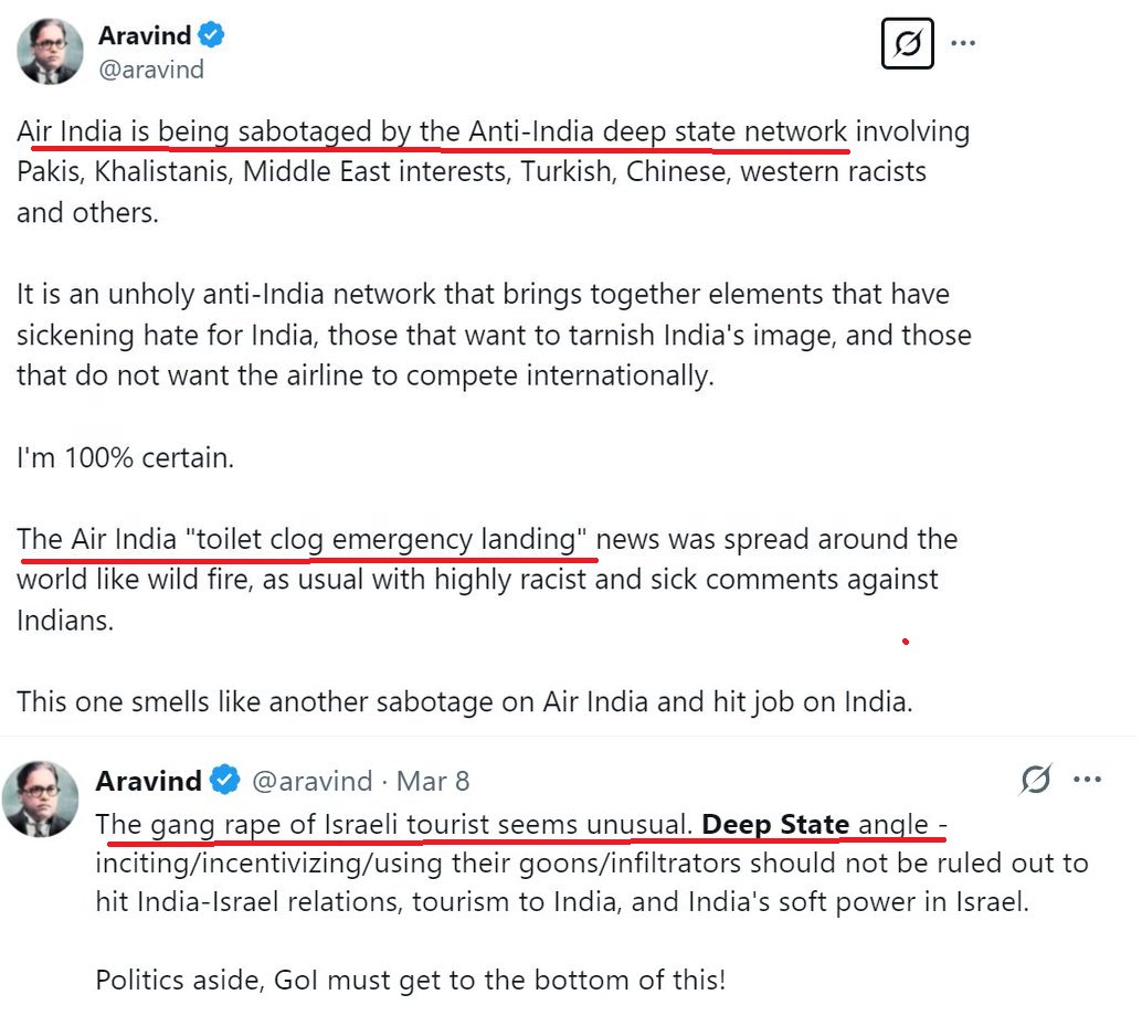 neorevolt's tweet image. - Aravind has even said that Deep State clogged Air India toilets

- Aravind has also said that Deep State rapes tourists in India

I wonder all the time which of Aravind &amp;amp; Ankit Shah is a bigger clown but I think Aravind edges out Ankit