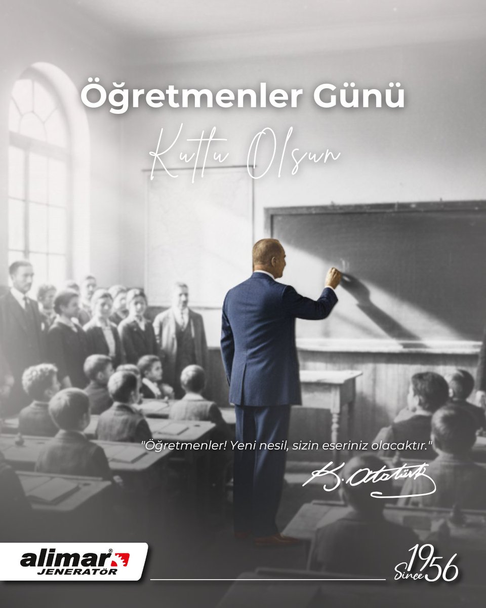 Başta, Başöğretmen Mustafa Kemal Atatürk olmak üzere, geleceğe ışık tutan tüm öğretmenlerimizin Öğretmenler Günü kutlu olsun.

#AlimarJeneratör #ÖğretmenlerGünü