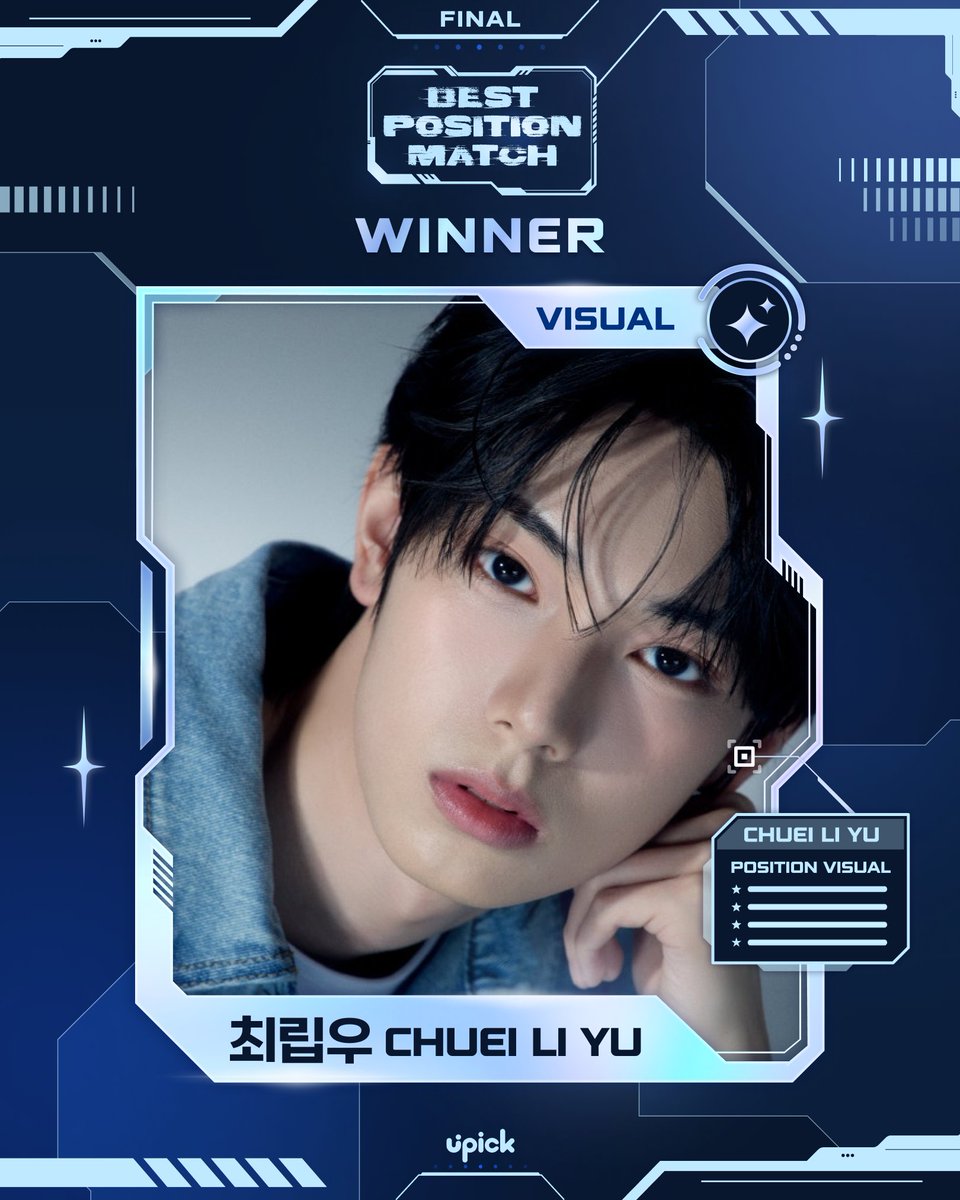 UPICK_twt's tweet image. 🎉유픽 &amp;lt;포지션 매치 #비주얼&amp;gt; 결선 우승자 
UPICK &amp;lt;Position Match #VISUAL&amp;gt; Final Winner

Congratulations (•ᴗ•)و
🏆#최립우 #CHUEILIYU🏆

📍Design guide (EN/KR)
🖇️iii.ad/67239d

🗓️ Deadline
  ⤿ ~ 11/26 (KST)