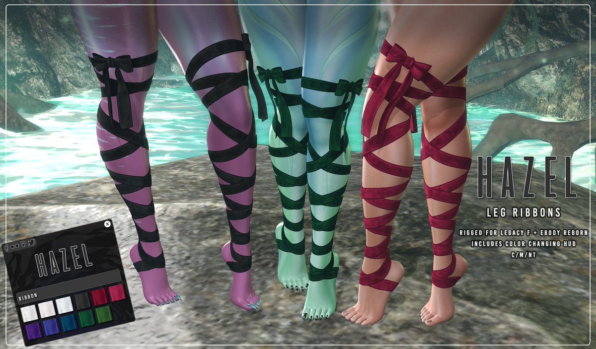 ✨ Introducing - Leg Ribbons ✨ @ TWH Sale

This product comes with:
- Rigged Leg ribbons fitted for Legacy F / Ebody Reborn
- Comes with a full color hud with 11 ribbon options

Teleport to event: maps.secondlife.com/secondlife/Rot…