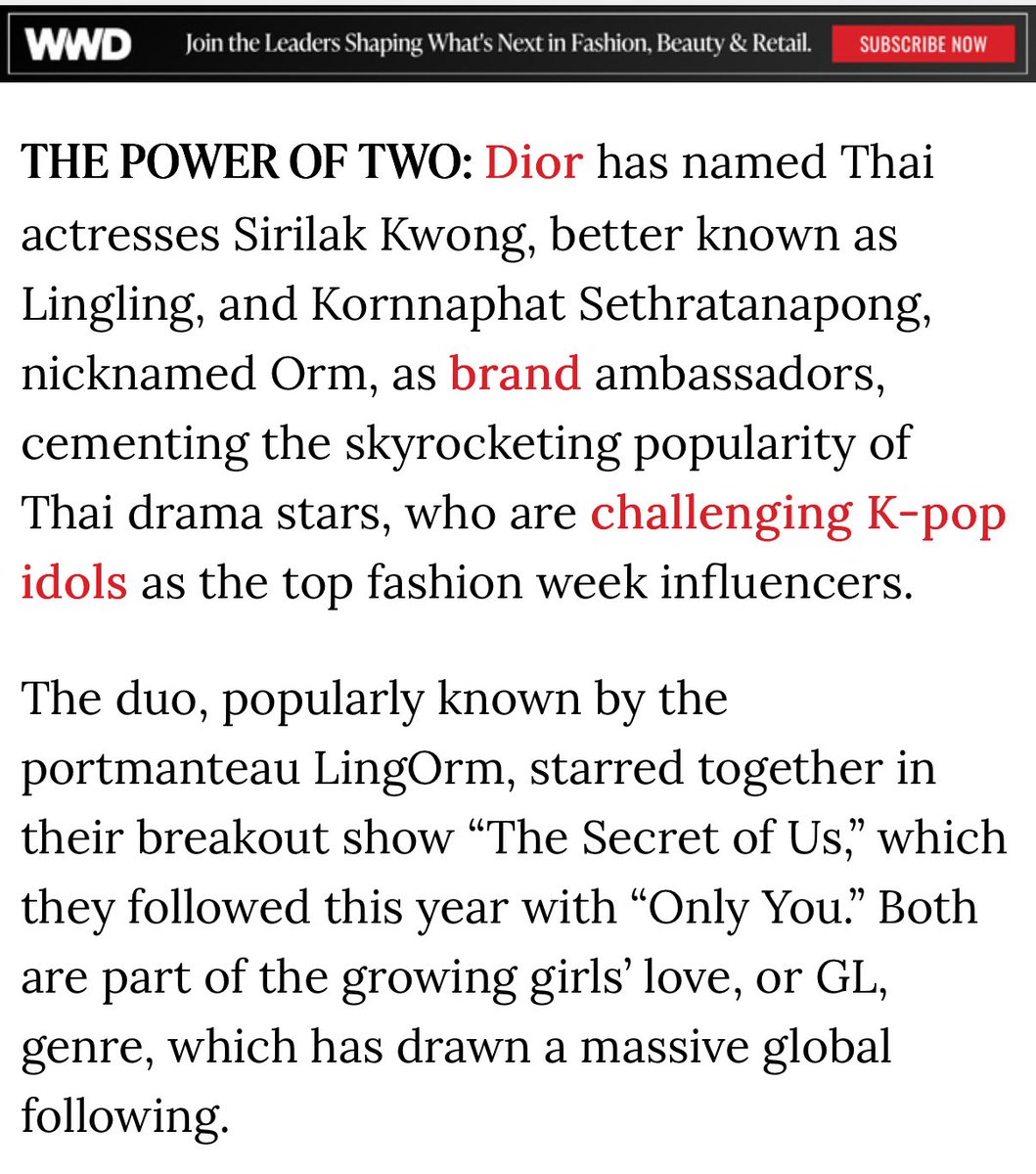 Annbewer's tweet image. THE POWER OF TWO: Dior has named Thai actresses Sirilak Kwong, better known as Lingling, and Kornnaphat Sethratanapong, nicknamed Orm, as brand ambassadors

😭😭😭😭😭😭😭😭😭😭😭😭😭