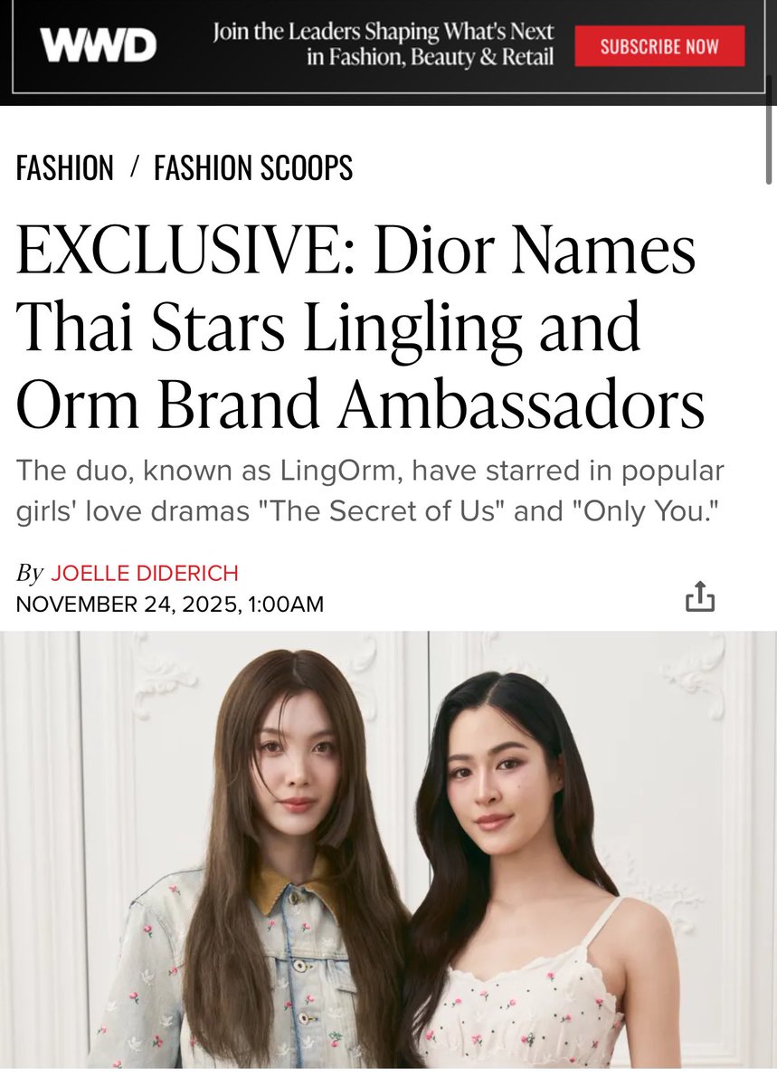 Annbewer's tweet image. THE POWER OF TWO: Dior has named Thai actresses Sirilak Kwong, better known as Lingling, and Kornnaphat Sethratanapong, nicknamed Orm, as brand ambassadors

😭😭😭😭😭😭😭😭😭😭😭😭😭