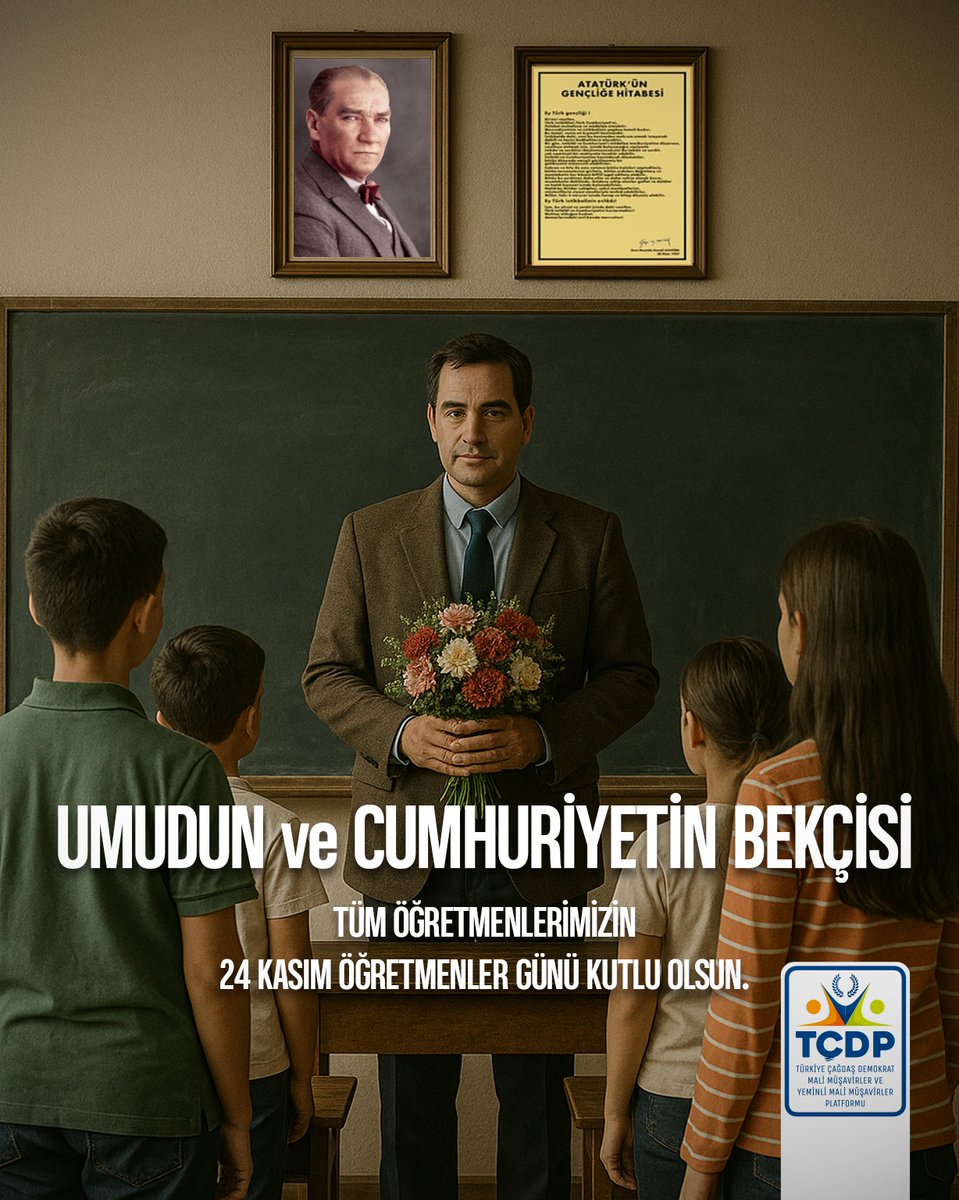 Umudun ve Cumhuriyetin Bekçisi, Tüm Öğretmenlerimizin #24KasımÖğretmenlerGünü
Kutlu Olsun.

#TÇDP
#ÖğretmenlerGünü