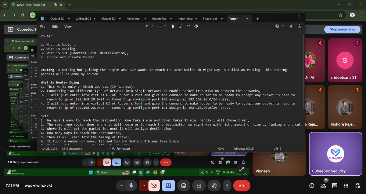 cubeesec_off's tweet image. Wrapped up this week’s class:

Routing • Routers • SPI 🔥

Understanding packet flow = understanding security.

Reach us today:
 📞 +91-8790407216
 📩 gokul@cubeesec.com
 🌐 cubeesec.com

#cubeesec #appsec #secops #networking #ai #aisecops #aisecurity #cybersecurity
