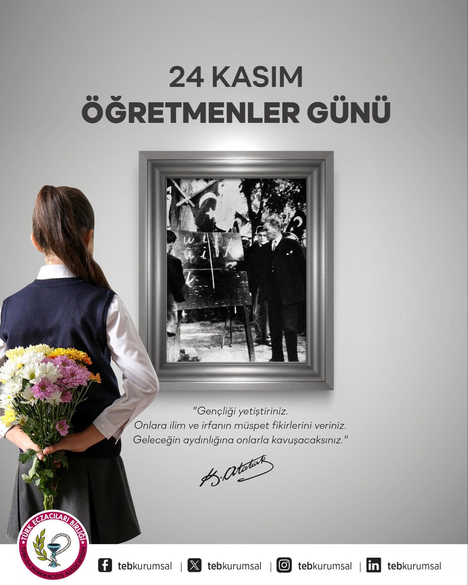 Başöğretmen Gazi Mustafa Kemal Atatürk’ün aydınlanma meşalesini taşıyan, “Fikri hür, vicdanı hür, irfanı hür” nesilleri geleceğe hazırlayan öğretmenlerimizin Öğretmenler Günü kutlu olsun.

#24KasımÖğretmenlerGünü