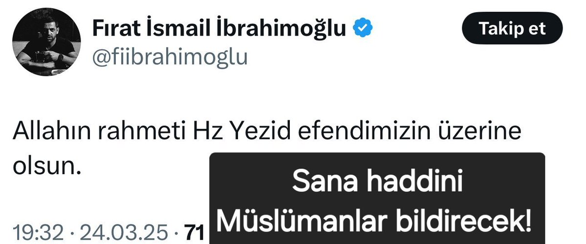 celik060734's tweet image. Sen Peygamberimizin Ailesini
torunlarını torununun 2 yaşında
bebesini katleden Katillere
Aşk besleyen Rahmet okuyan,
Kendini ALLAH yerine koyup
Kim Müslüman kim değil
Hüküm veren bir Acizsin!

Şimdi de
Türk Devletine isyan edip
Askerine kurşun sıkan
Hainlere Sahip çıkıyorsun!