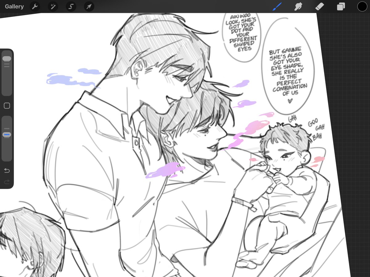 motzsugar's tweet photo. more abo wsn family doodles cause im obsessed and decided to draw them instead of finishing ts im supposed too 🫩 
(i left some hcs in the comments for this au if yall interested) https://t.co/vno9nDl04M
