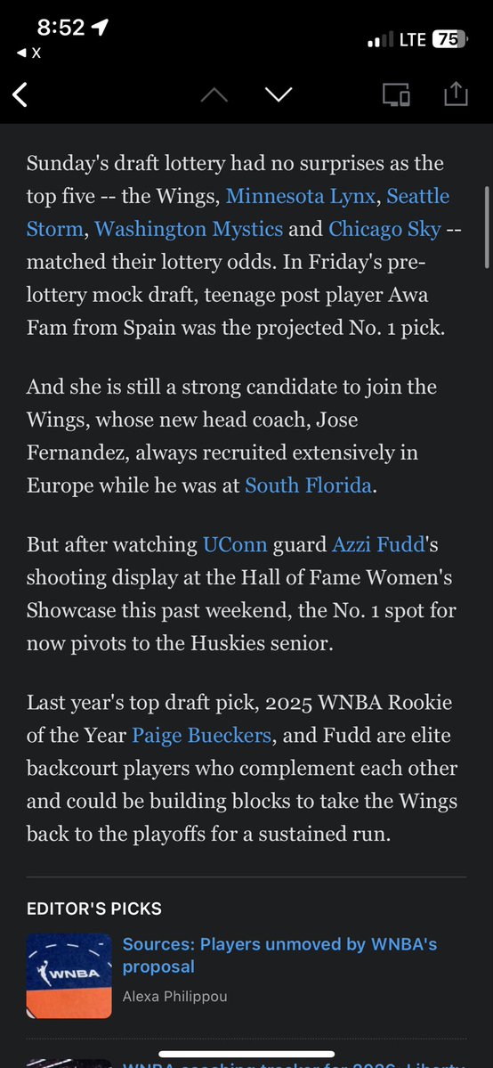 Kataliax's tweet image. Damn azzi really impressed espn this weekend it’s been four days since the last mock draft where she was fourth
