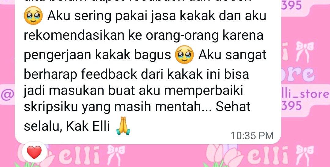 Aku open jasa bimbingan konsultasi konseling tutor skripsi jurusan psikologi. Bisa review proofread naskah. buat yang dosen nya slow respon bisa banget kalo mau diskusi 

🌷 Testi di media/pinned <a href="/b_ear_9/">elli - joki psikologi tugas/skripsi</a> 

Langsung wa aja wa.me/6281564635395
#zonauang #jokitugas #jokiskripsi