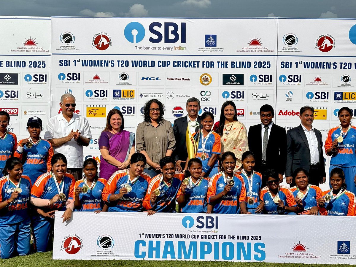 Congratulations to Team India on their remarkable victory in the Women’s T20 Cricket World Cup for the Blind 2025. <a href="/blind_cricket/">Cricket Association for the Blind in India (CABI)</a> 
Proud of you 🎉🎉🎉 #Cricket #CricketFans #CricketUpdates #viralpost