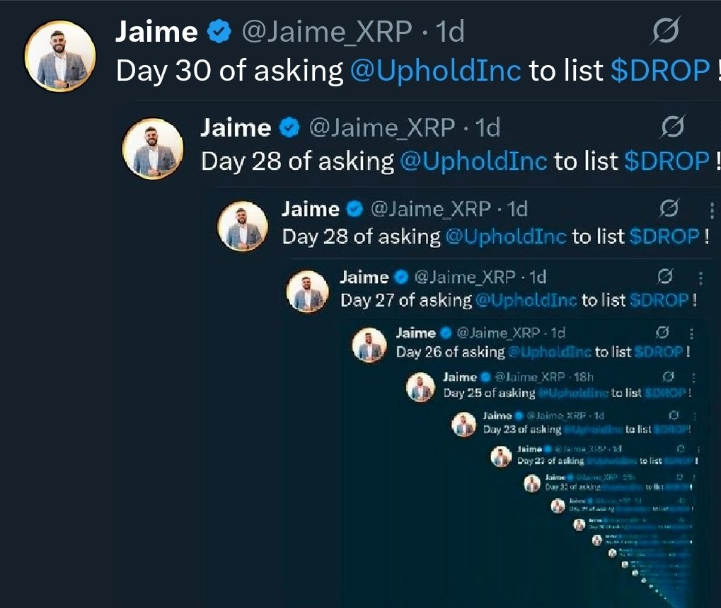 Day 31 of asking <a href="/UpholdInc/">Uphold</a> to list $DROP !
