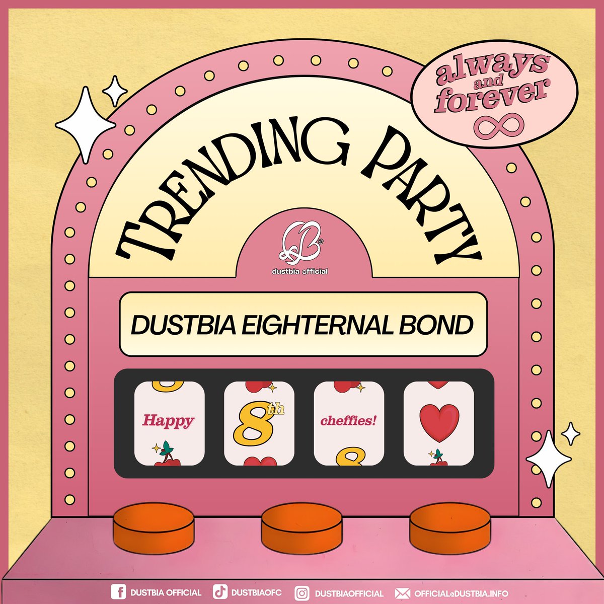 dusbiofc's tweet image. 𝐓𝐑𝐄𝐍𝐃𝐈𝐍𝐆 𝐏𝐀𝐑𝐓𝐘 𝐒𝐓𝐀𝐑𝐓𝐒 𝐍𝐎𝐖!

OFFICIAL TAGLINE:
DUSTBIA EIGHTERNAL BOND

Reminders:
➤ Minimum of three words
➤ Include pictures and videos
➤ Refrain from double tagging
➤ No emojis and numbers
➤ Engage on fresh tweets

Tweet • Retweet • Requote • Reply