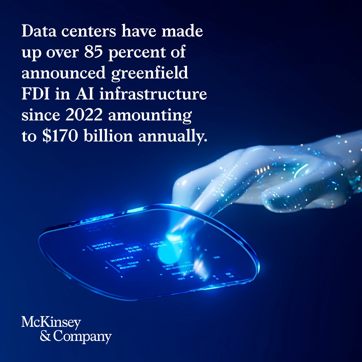 McKinsey's tweet image. The backbone of AI innovation is stronger than ever. 

Focused and sustained financial commitments are driving significant advancements and setting new benchmarks in the industry. 

Discover the key trends defining the next era of innovation here: mck.co/FDI
