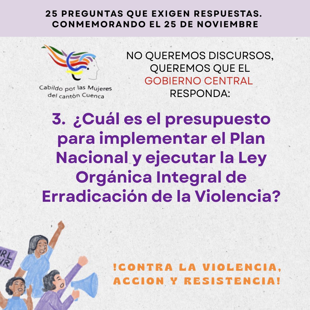 CabildoMujeres's tweet photo. En este 25 de Noviembre, queremos respuestas del Estado, frente a un grave problema como es la violencia contra las mujeres y las niñas. A continuación presentamos 25 preguntas: https://t.co/CldA6at8Th