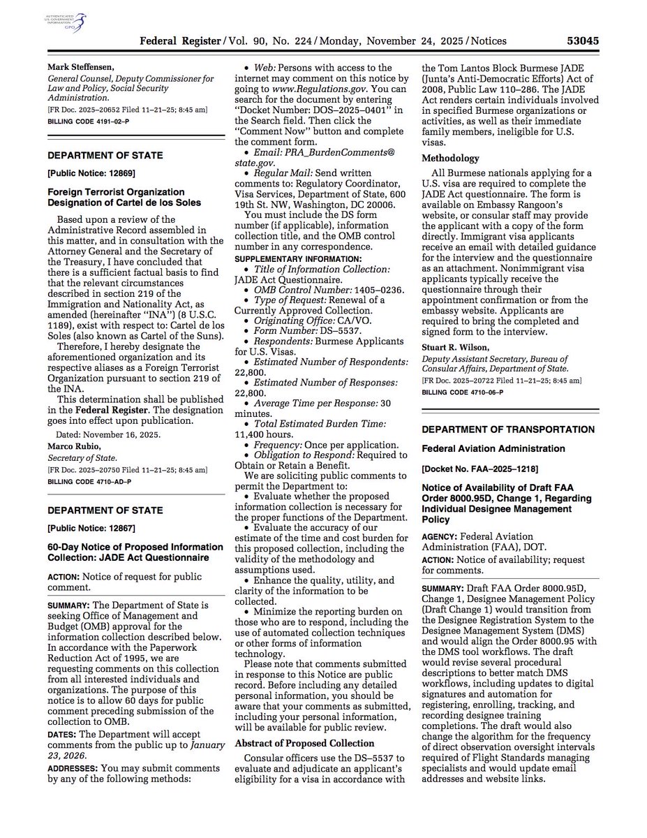 CarlosPaparoni's tweet image. En 3 horas entra en vigencia la medida más contundente jamás aplicada contra la estructura criminal del régimen: El Departamento de Estado de EE.UU. ha designado oficialmente al Cártel de los Soles como FTO – Foreign Terrorist Organization.
