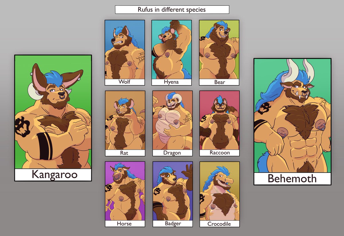 Who's ready to enter the Rufus-verse? 
Multiversal comm for <a href="/RufusRooskram/">Rufus, the horned kangaroo</a> 

Many thanks to him for the opportunity c: