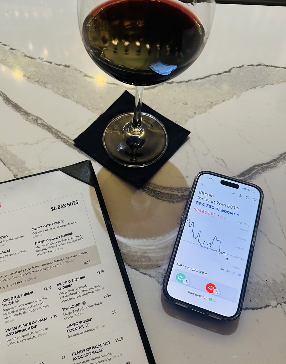 bar bites &amp; bitcoin ft. <a href="/Kalshi/">Kalshi</a> 

😏👌🏻🍷