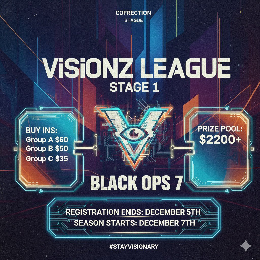 Good Evening VISIONZ LEAGUE has opened up its Registration for Season 1.  
LINK BELOW: forms.gle/m7G7drw2tmYhzZ…