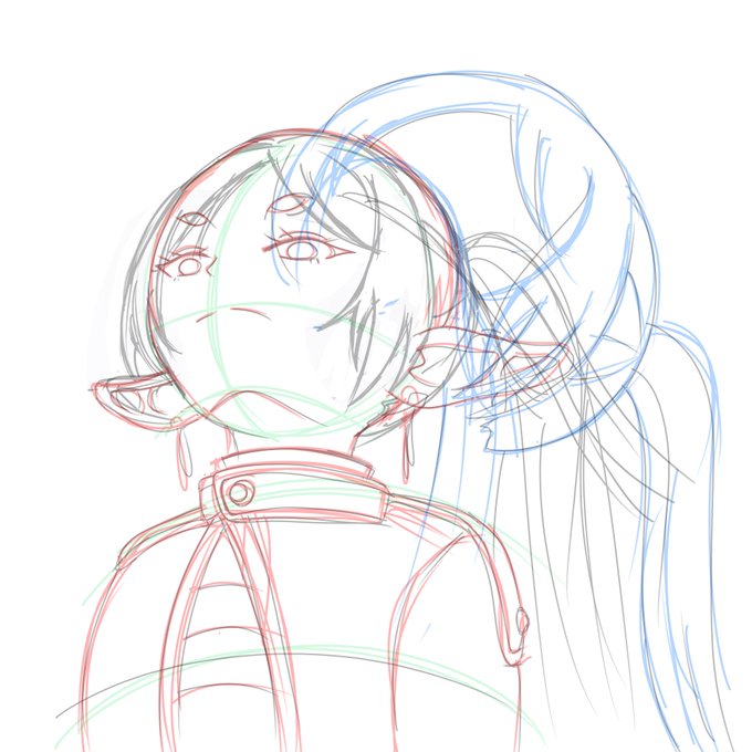 気分転換と練習を兼ねて煽りーレン
朝Medi Bang paint開いたら髪ラフのレイヤが変な場所にコピペされたので、もうそっちで清書したったやつ 