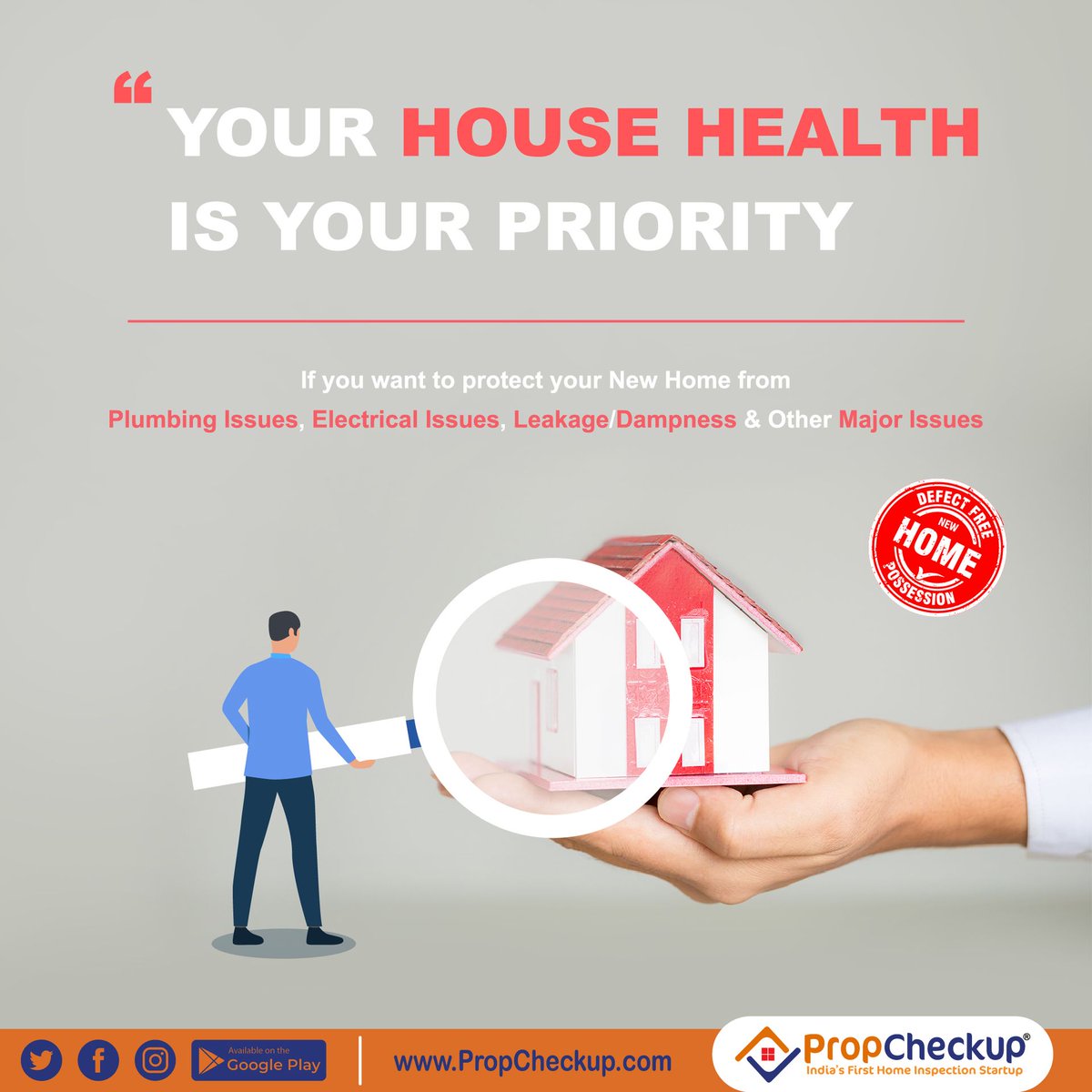 PropCheckup's tweet photo. Your home's health = your peace of mind!
Protect your new home from plumbing issues, electrical faults, leakage &amp; more with a professional home inspection.
Defect free new home possession
https://t.co/PyUfd3TMy2
+91 81699 69689 
#propcheckup #homeinspection https://t.co/1pMbQyW29P