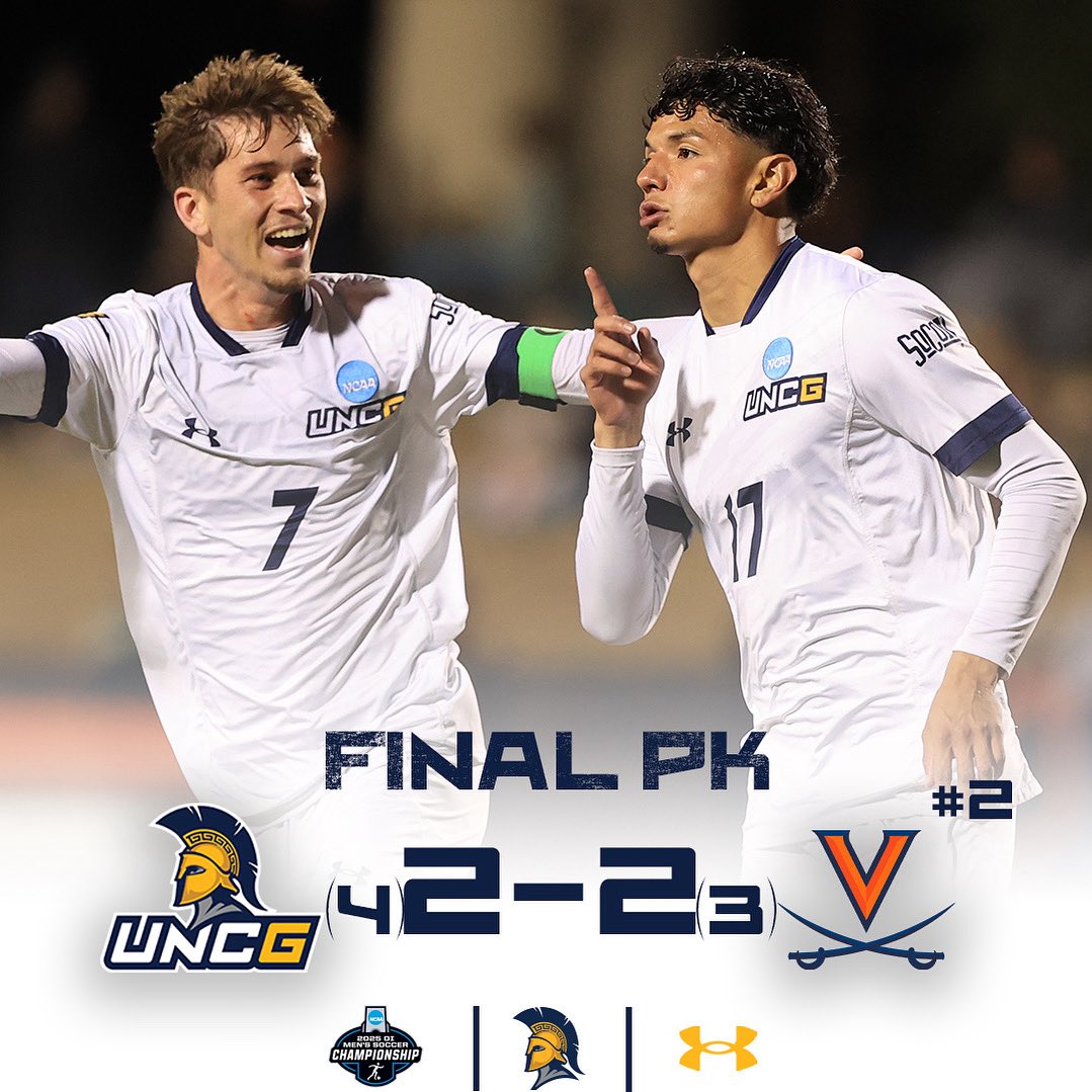 𝗜𝗖𝗘 𝗜𝗡 𝗧𝗛𝗘 𝗩𝗘𝗜𝗡𝗦 🥶

UNCG completes the upset against No.2 Virginia in penalties! 

#letsgoG