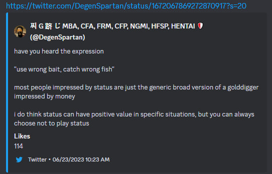 penguincola99's tweet photo. finding back some of @DegenSpartan tweets https://t.co/hlBSQaT4dH