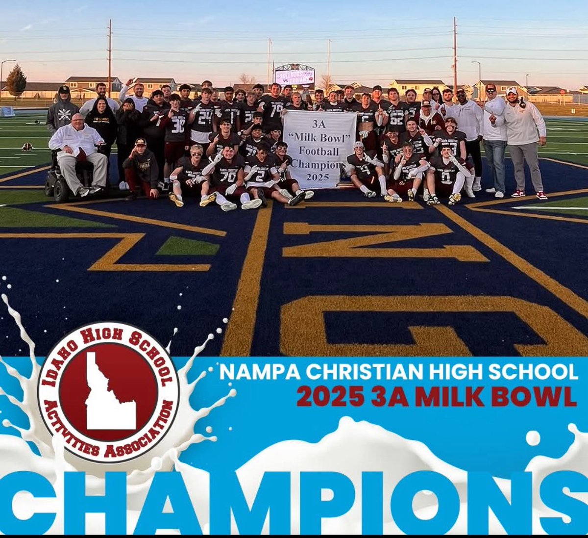 LandonSkogs's tweet photo. Blessed to end my high school football career as Idaho 3A State Champions. Couldn’t have taken this ride with a better crew. Looking forward to putting on my next uniform as a George Fox Bruin! https://t.co/uBNUEyzLfK