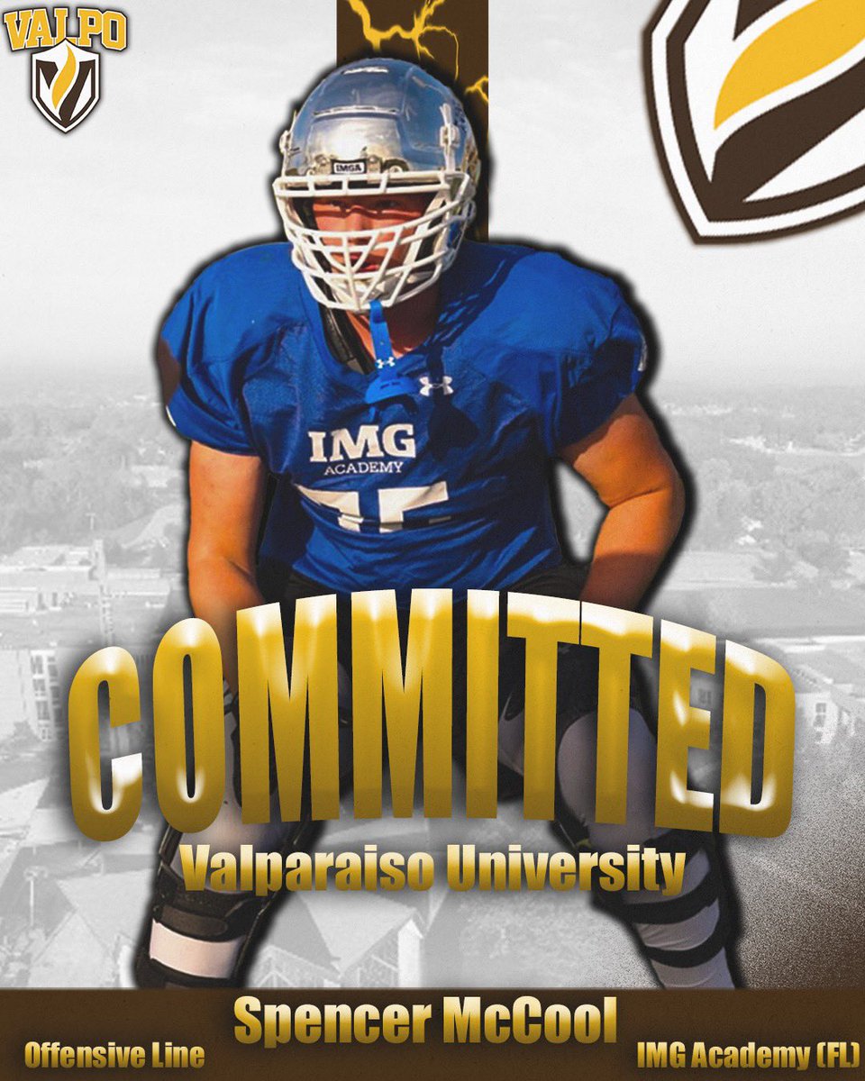 Beyond excited to announce my commitment to <a href="/valpoufootball/">Valpo Football</a>! Big thanks to <a href="/CoachWaddle/">Andy Waddle</a>, <a href="/CoachNank/">Pete Nank</a> and the staff for the opportunity! Also, thank you to my teammates, coaches and family for the support. 100% ready to play alongside my brother <a href="/BillyMcCool2025/">Billy Jack McCool</a> again and step into