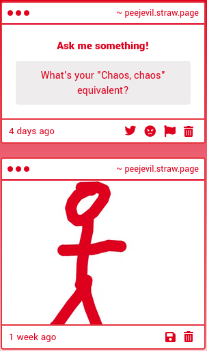 I FW PISS AND ALSO CHAOS. SO IT'S, WELL, "CHAOS CHAOS!!!!"