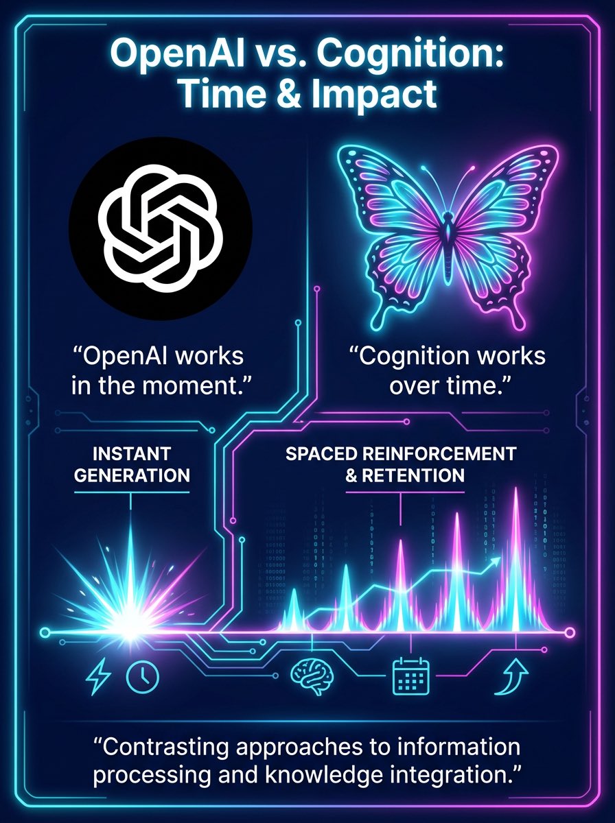 Cognition2025's tweet image. OpenAI generates information.

Cognition makes that information unforgettable. 

#cognition #learningtech #memoryscience #ai