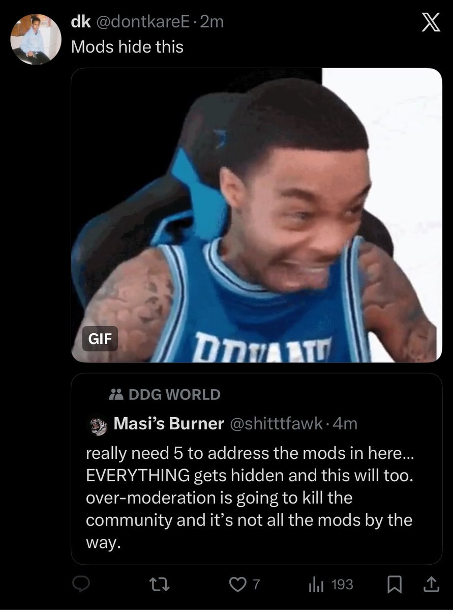 Clipthat156907's tweet image. Lmao shits sad😭 mods hid it too. Killing the comm is crazy work💔