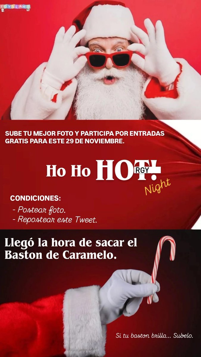Es hora de Mostrar sus Bastones 🎄

Queremos verlos el proximo 29 de Noviembre dandole la Bienvenida a la navidad en Nuestras Instalaciones. 

Participa por Free Pass Para nuestra Ho Ho HOT Orgy 🔥

Postea tu Mejor Foto y dale RT a esta publicación ☝️