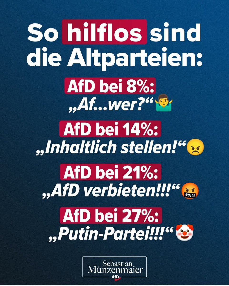 MichaelRoder9's tweet image. Den Deutschland feindlichen Parteien wird es nichts nutzen trotz Milliarden Steuergeld verbrennens für NGOS und Behörden, den Siegeszug der AfD zu verhindern.